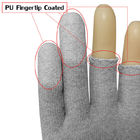 Αντιστατικά ESD γάντια 3 μισή εργασία PU Coatd πολυεστέρα δάχτυλων για τη βιομηχανία