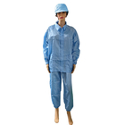 Μπλε ρίγες 5 χιλιοστών πολυεστέρας χωρίς χνούδι ESD για βιομηχανικά ρούχα εργασίας