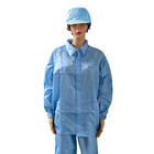Μπλε ρίγες 5 χιλιοστών πολυεστέρας χωρίς χνούδι ESD για βιομηχανικά ρούχα εργασίας