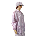 Lab Polyester ESD Antistatic Split Suit 5mm Grid Pink Special Design