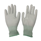 Αντιστατικά ντυμένα PU γάντια ινών ESD άνθρακα πολυεστέρα αποστειρωμένων δωματίων βιομηχανικά