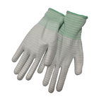 Αντιστατικά ντυμένα PU γάντια ινών ESD άνθρακα πολυεστέρα αποστειρωμένων δωματίων βιομηχανικά