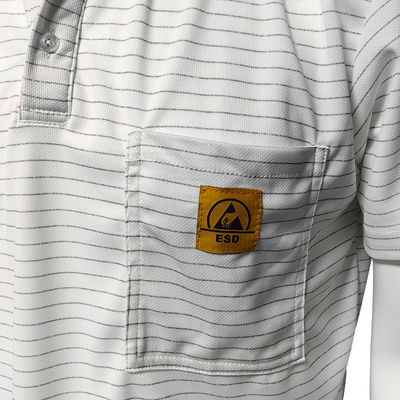 7MM T-Shirts ESD με ράβδους Πολυέστερ Μεταγωγικό Μεταξοπλέγμα Anti Static T-Shirts