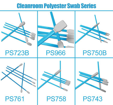 PS743 Καθαριστικό κενό Καθαρό δωμάτιο Swabs Stick PP Handle Polyester Tip Βιομηχανικό καθαρό δωμάτιο Swabs
