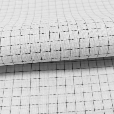 Λευκό 7MM Grid 65% Πολυέστερο+32% Βαμβάκι+2% Άνθρακα T/C ESD Αντιστατικό ύφασμα για ρούχα καθαρισμού