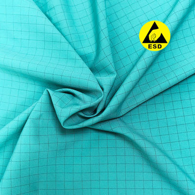 ESD Αντιστατικό ύφασμα 7mm Grid 98% Polyester + 2% Ηλεκτρονικό υφασμάτιο άνθρακα για ενδύματα ESD