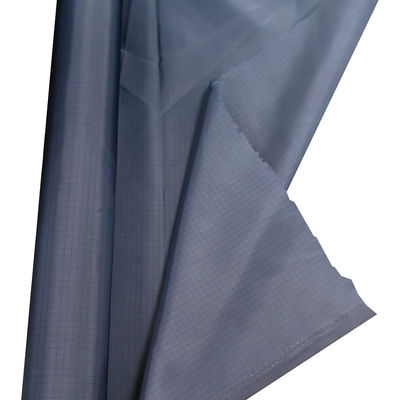 Μπλε 5mm Grid 98% Polyester ESD Αντιστατικό υδατοασφαλές ύφασμα για ρούχα καθαρού χώρου