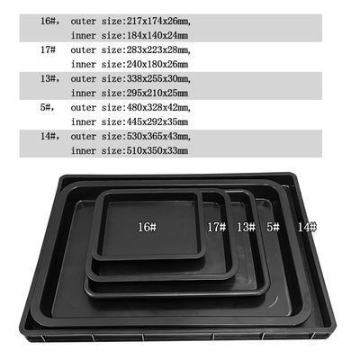 217x174x26mm Μαύρο ESD Αντιστατικό πλαστικό τετραγωνικά δίσκια Ηλεκτρονικό κύκλωμα πίνακα περιστροφής