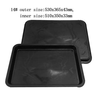 530x365x43mm ESD Αντιστατικά τετραγωνικά δίσκια Μαύρο πλαστικό ορθογώνιο ρηχό δίσκο ESD ηλεκτρονικό κύκλο πίνακα περιστροφής