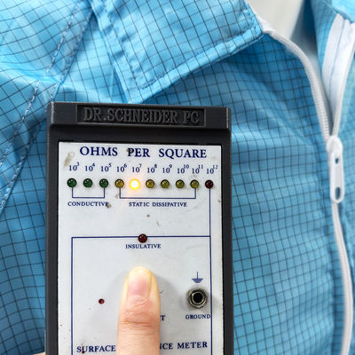 Μπλε Αντιστατικό Εργαστηριακό Παλτό Πλέγμα 98% Πολυεστέρας 2% Ίνα Άνθρακα Μπουφάν