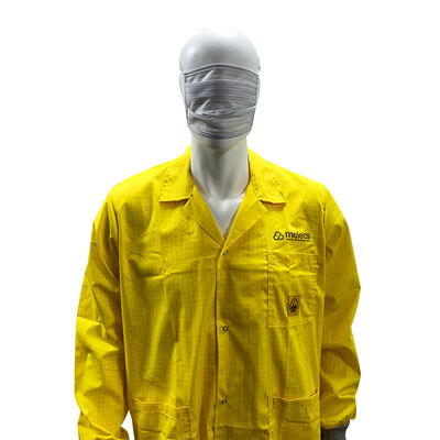 Yellow ESD Anti Static 5mm Grid TC Cleanroom Smock