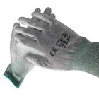 Χωρίς σκόνη ντυμένα PU κατάλληλα αντιστατικά γάντια φοινικών ESD