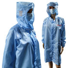 Smocks ινών ESD άνθρακα πολυεστέρα λωρίδων 5mm παλτά για το εργαστήριο